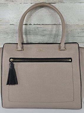 KATE SPADE Allyn Chester Street SATCHEL Handbag Almond Black LARGE TOTE BAG *GUC